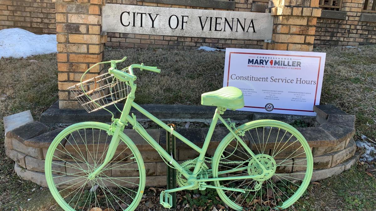 bike with sign