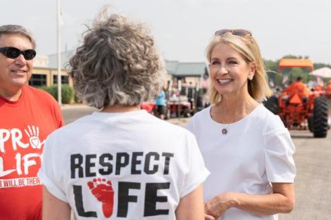 Miller talking with pro-life supporters