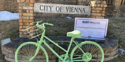 bike with sign